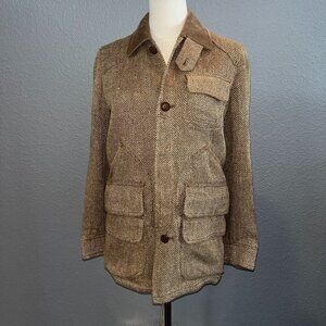 RALPH LAUREN HERRINGBONE BROWN BIRD HUNTING FIELD JACKET BLAZER - LINEN & SILK 2